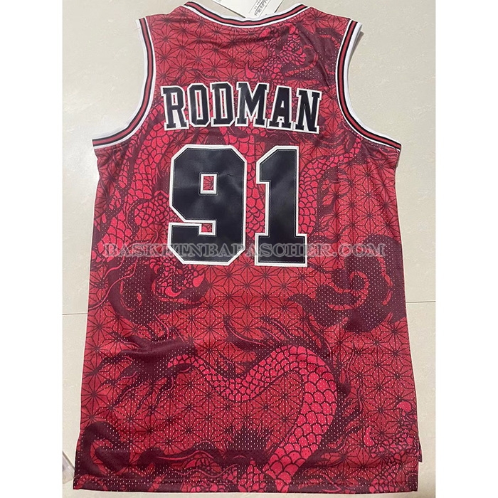 Maillot Chicago Bulls Dennis Rodman NO 91 Asian Heritage Throwback 1997-98 Rouge